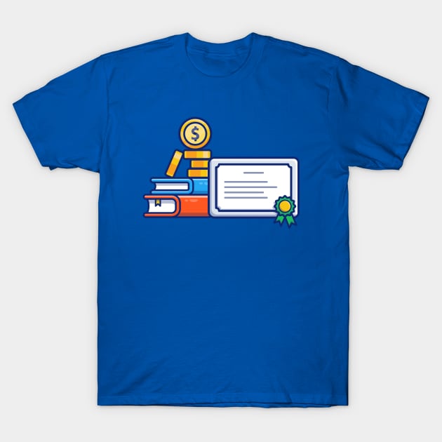 Scholarship, Book Certificate And Coin Cartoon T-Shirt by Catalyst Labs